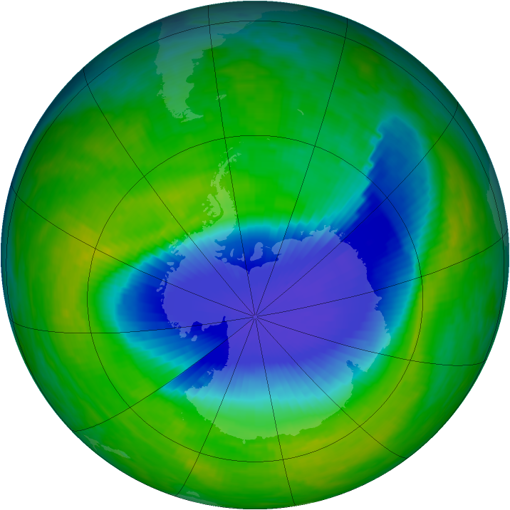 Antarctic ozone map for 15 November 1992